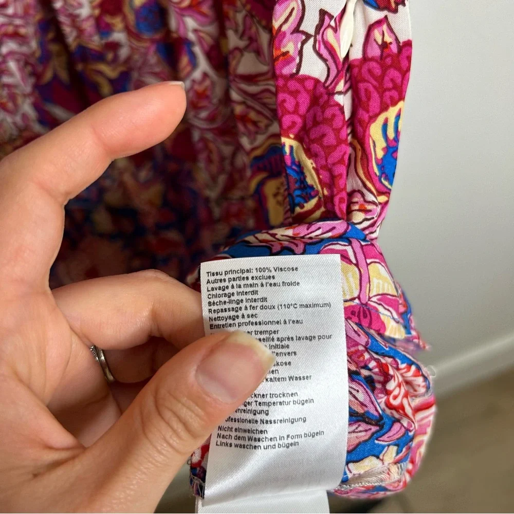Ba&sh Valia Floral Pink Multicolor Bright Printed Mini Dress Size Small - Picture 12 of 13